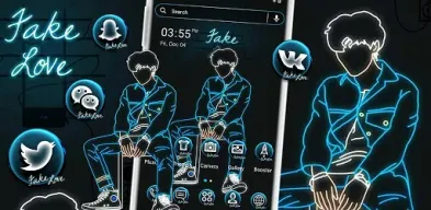 Sad Boy Neon Theme APK screenshot
