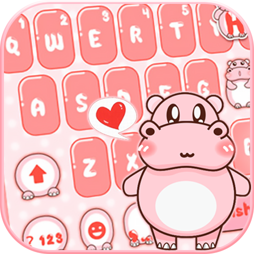 Pink Cute Hippo Theme APK apk