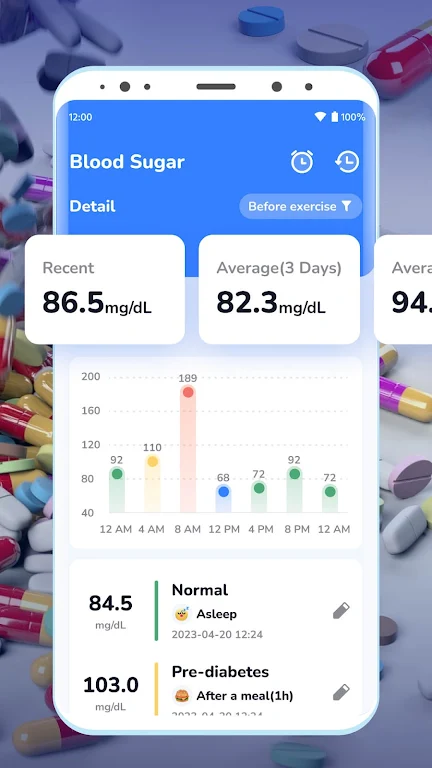 Blood Pressure & Sugar:Track APK screenshot