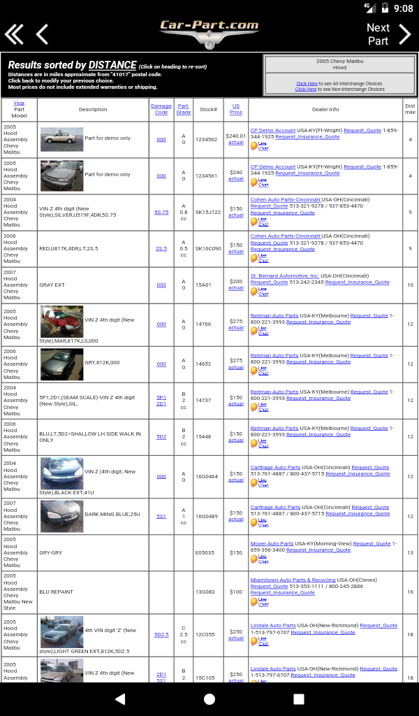 Car-Part.com Used Auto Parts APK screenshot