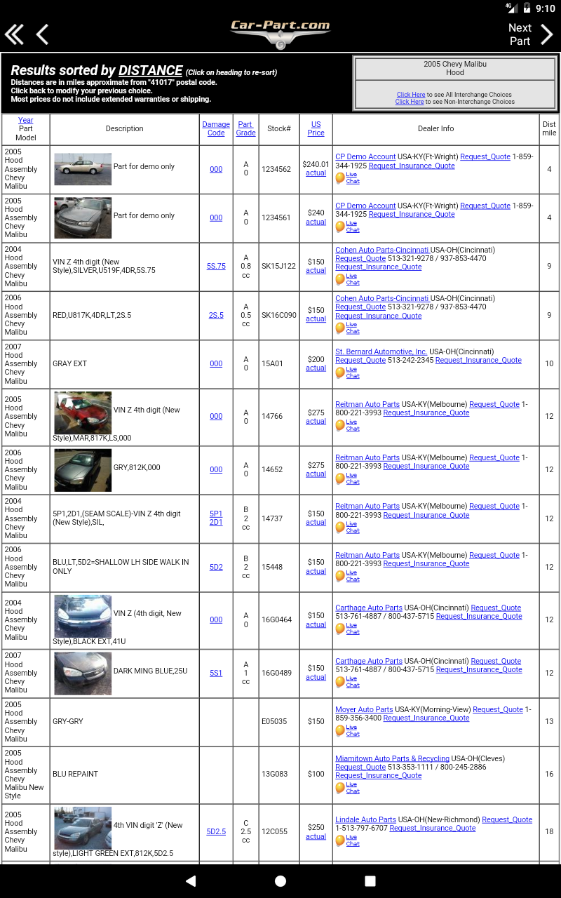 Car-Part.com Used Auto Parts APK screenshot