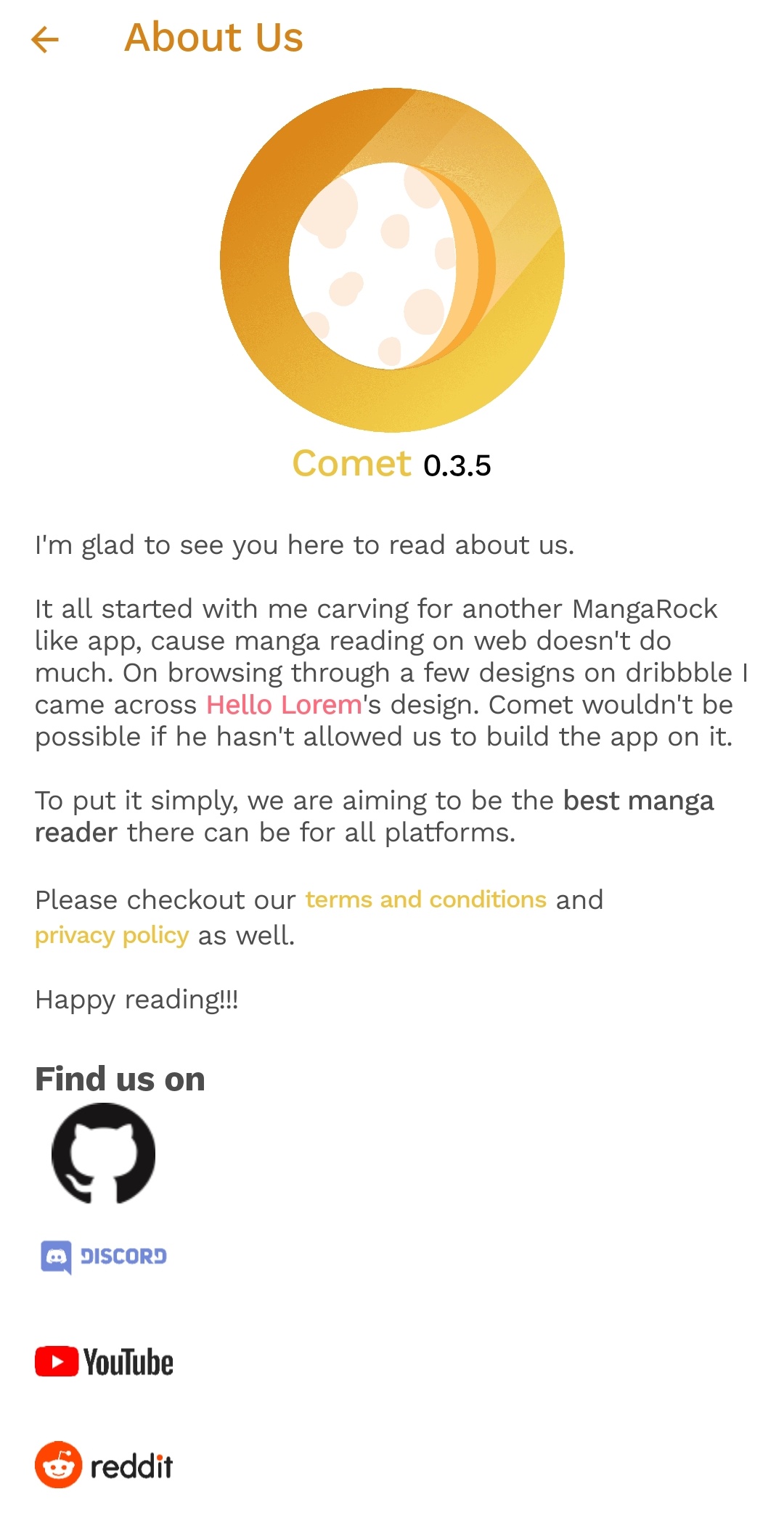 Comet App APK screenshot
