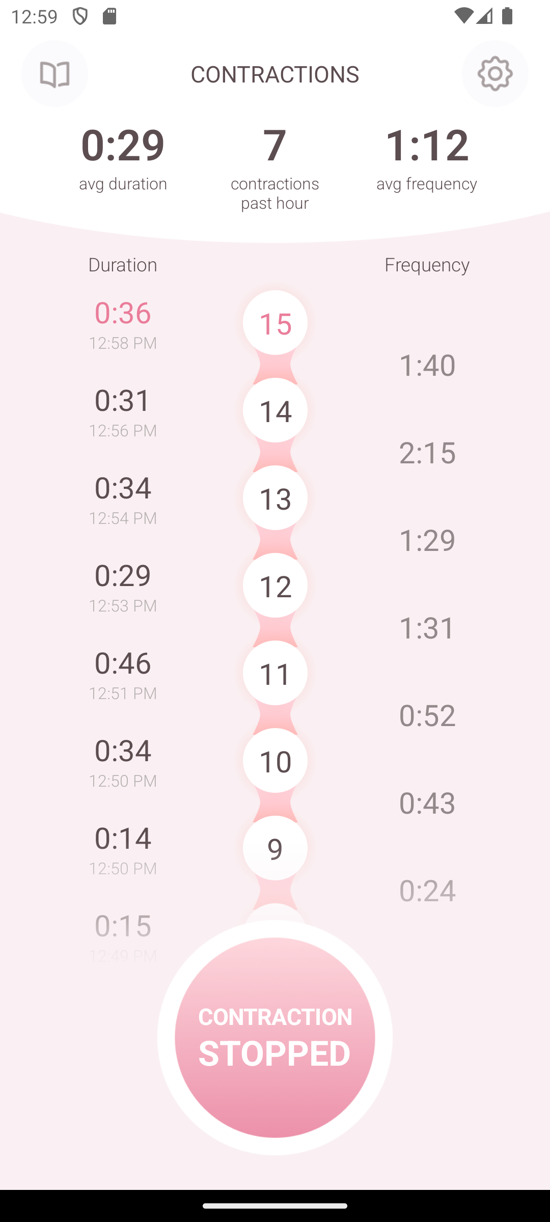 Contraction Timer & Counter 9m APK screenshot