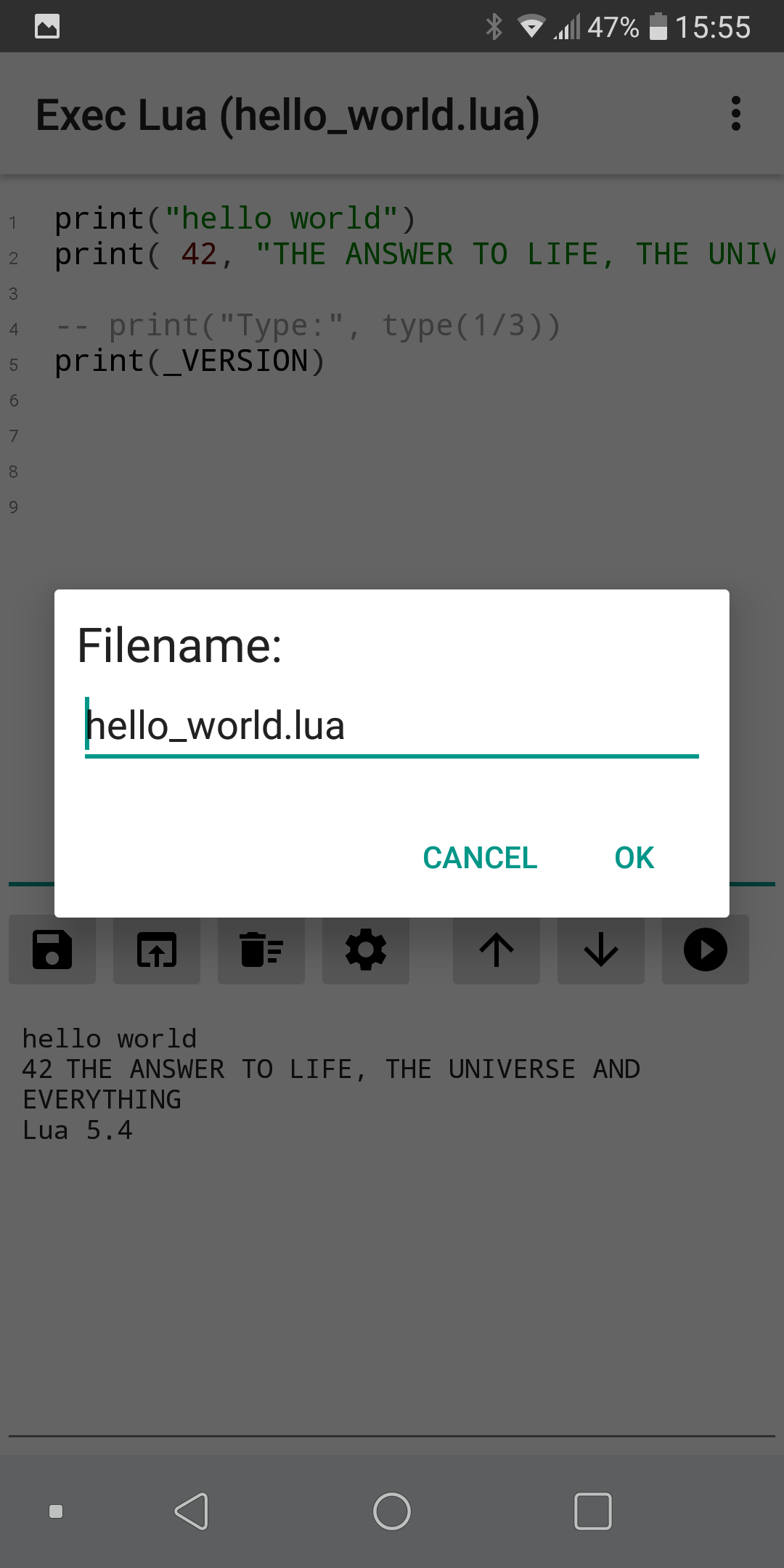 Exec Lua screenshot