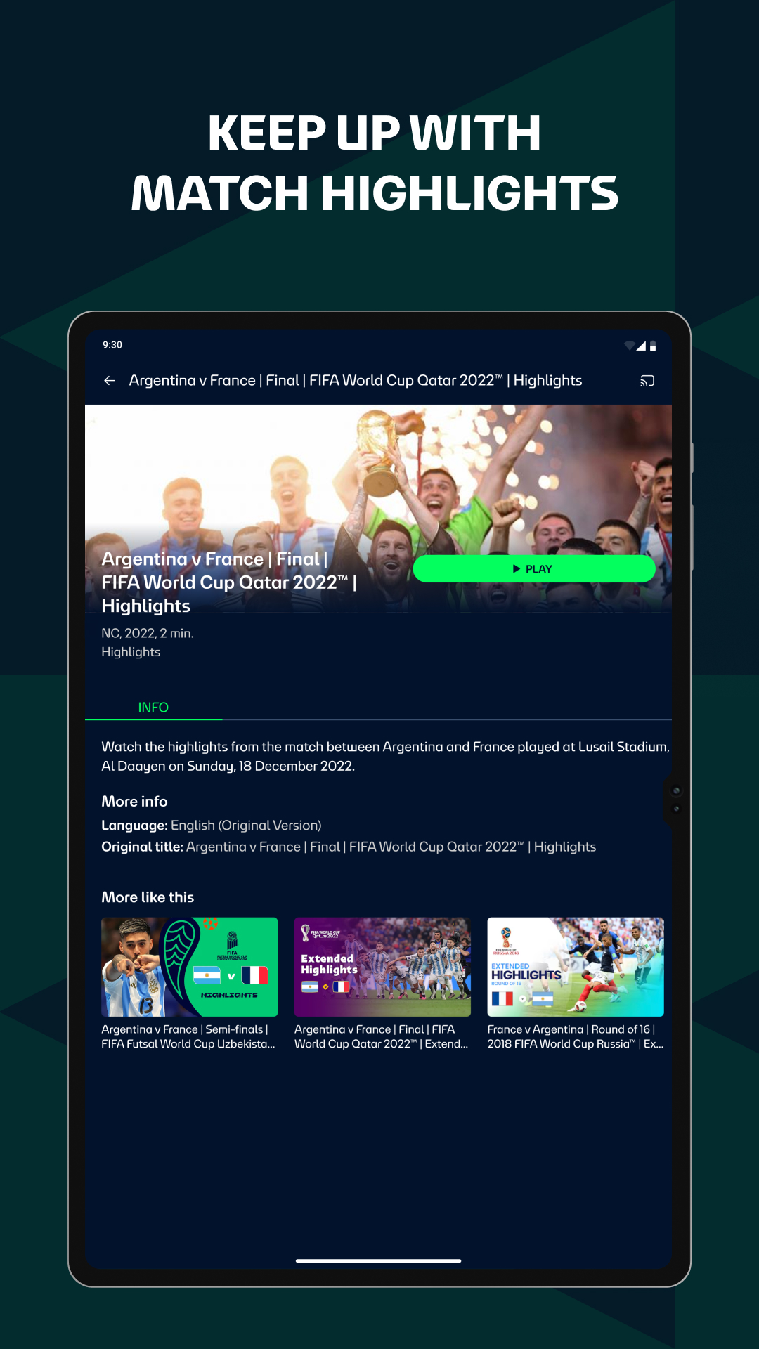 FIFA+ | Football streaming app screenshot
