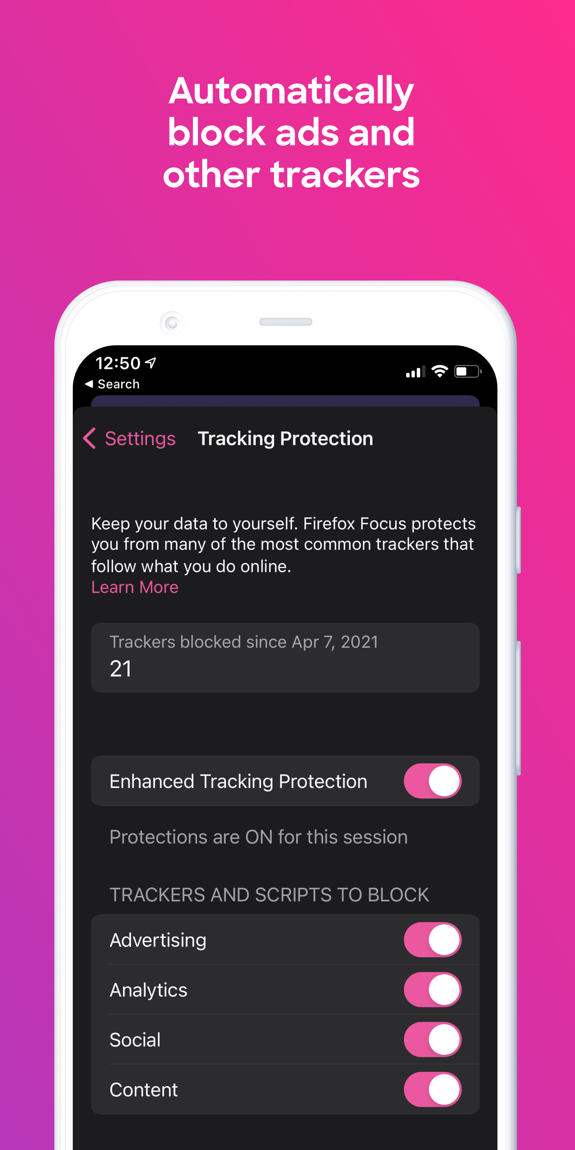 Firefox Focus: No Fuss Browser screenshot