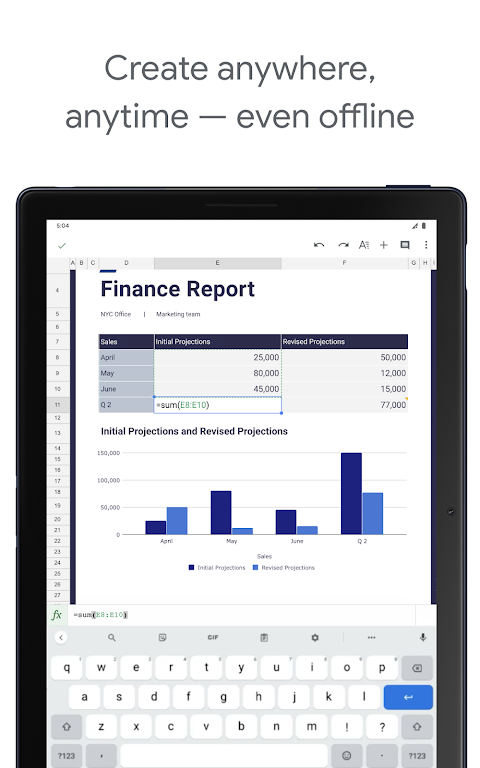Google Sheets APK screenshot