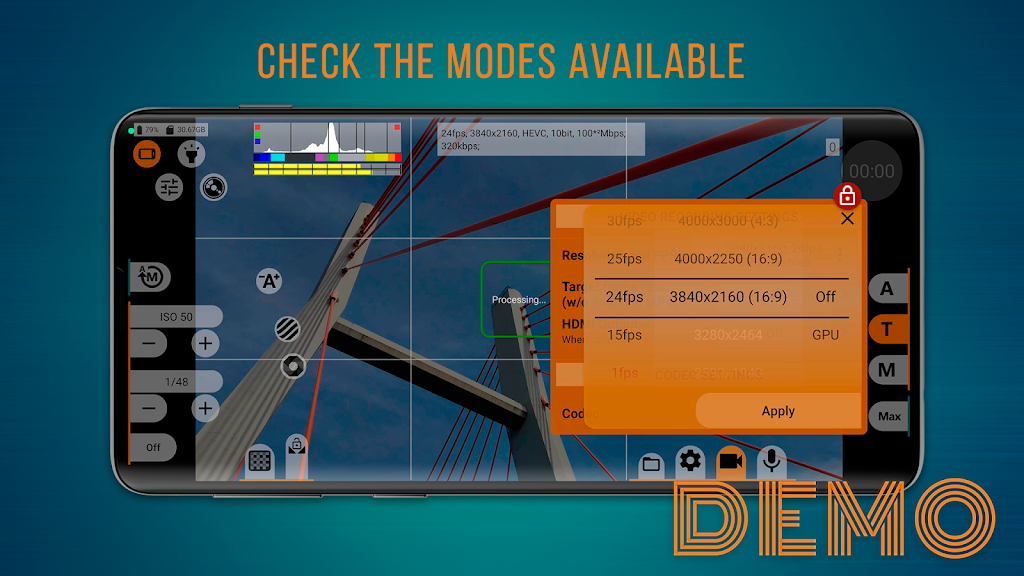 mcpro24fps demo - video camera APK screenshot