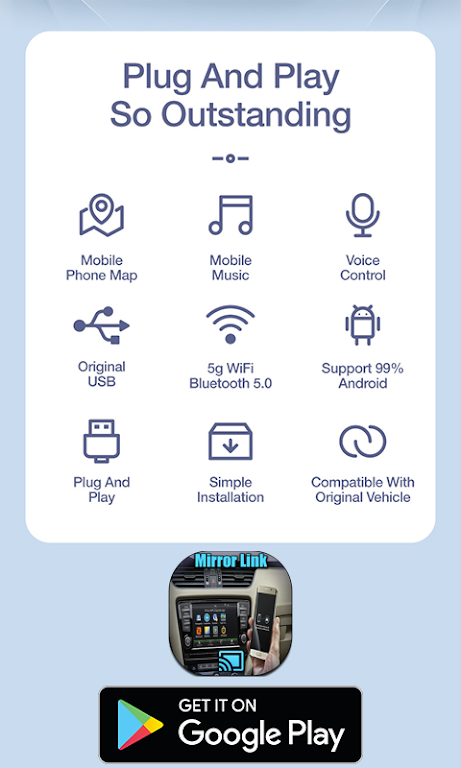Mirror link car connector APK screenshot
