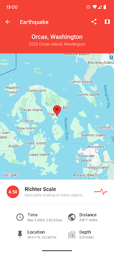My Earthquake Alerts. Карта APK screenshot