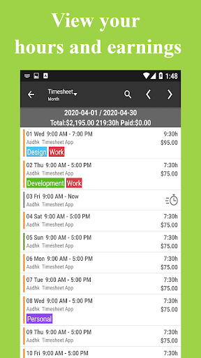 Timesheet - Work Hours Tracker APK 3