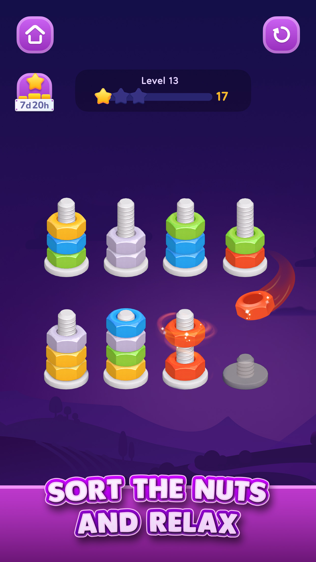 Сортировка цветных гаек APK screenshot