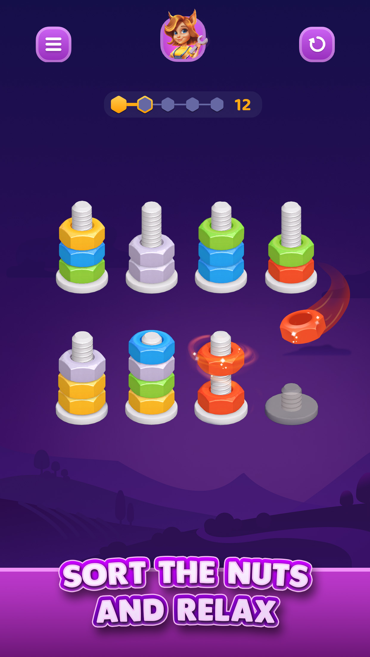 Сортировка цветных гаек APK screenshot