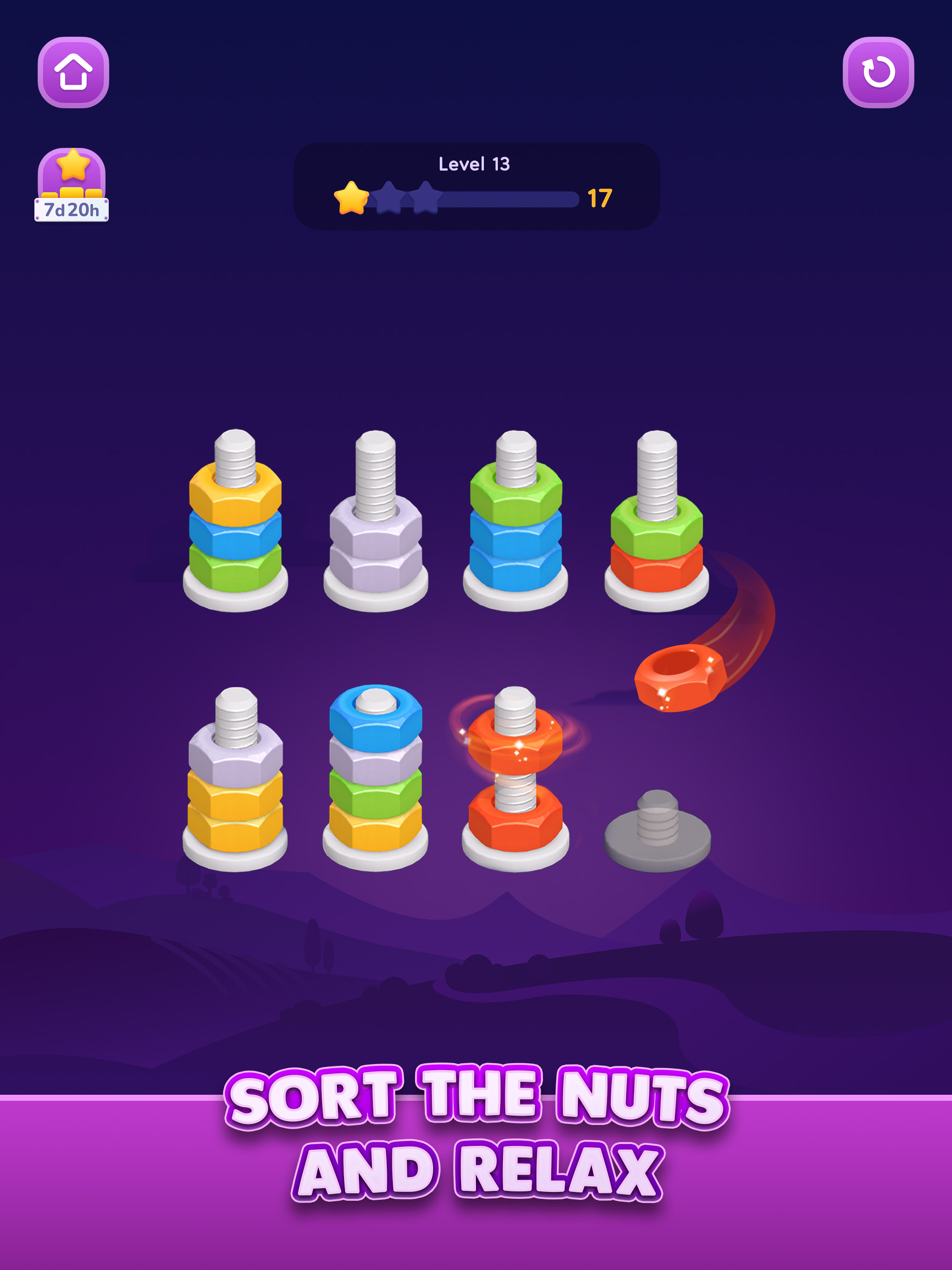 Сортировка цветных гаек APK screenshot