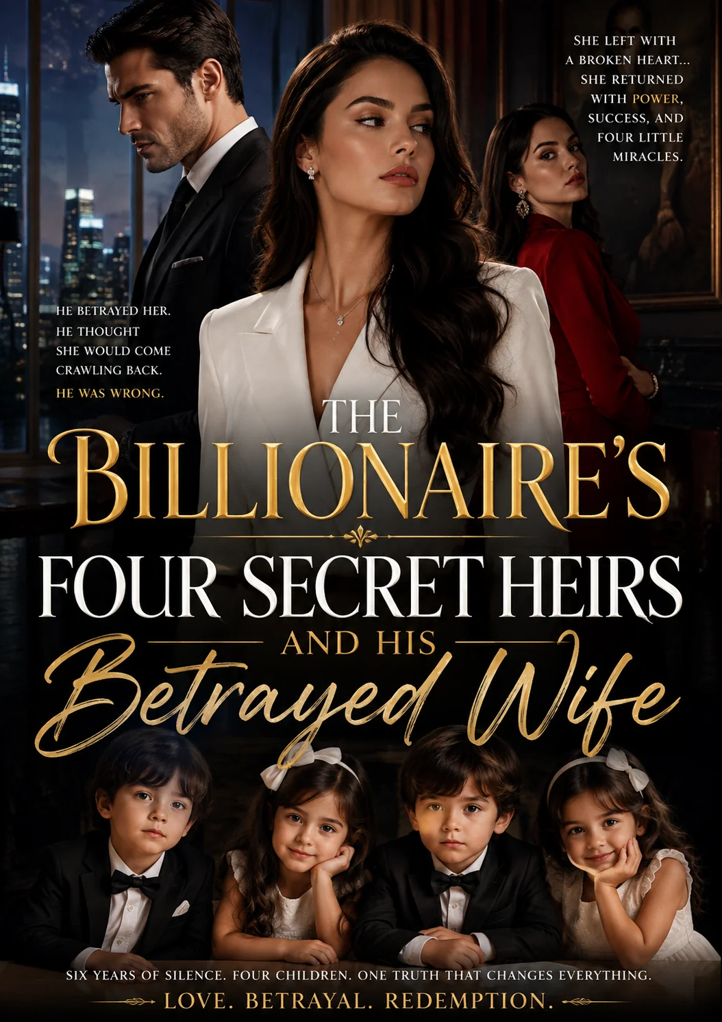 THE BILLIONAIRE'S FOUR SECRET HEIR'S AND HIS BETRAYED WIFE Novel Cover